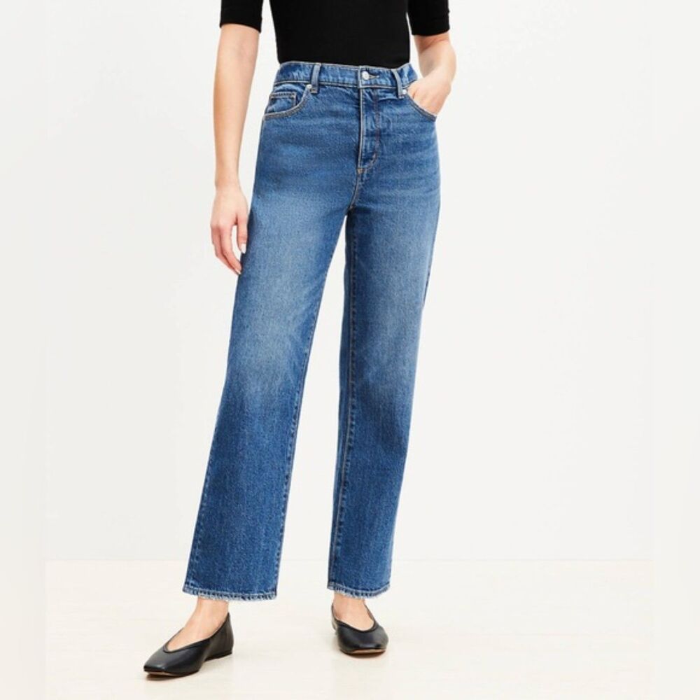 NWT LOFT The Straight Crop High Rise Jeans 28P